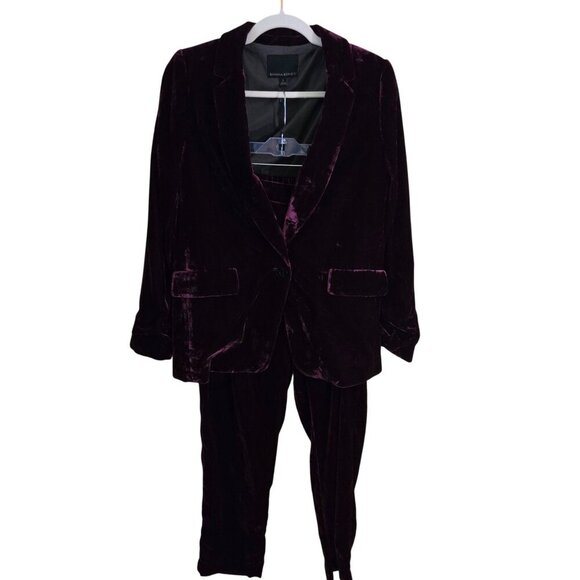 Banana Republic Sour Cherry Velvet Blazer Hayden Pull On Pants Size 2/M - Picture 1 of 15